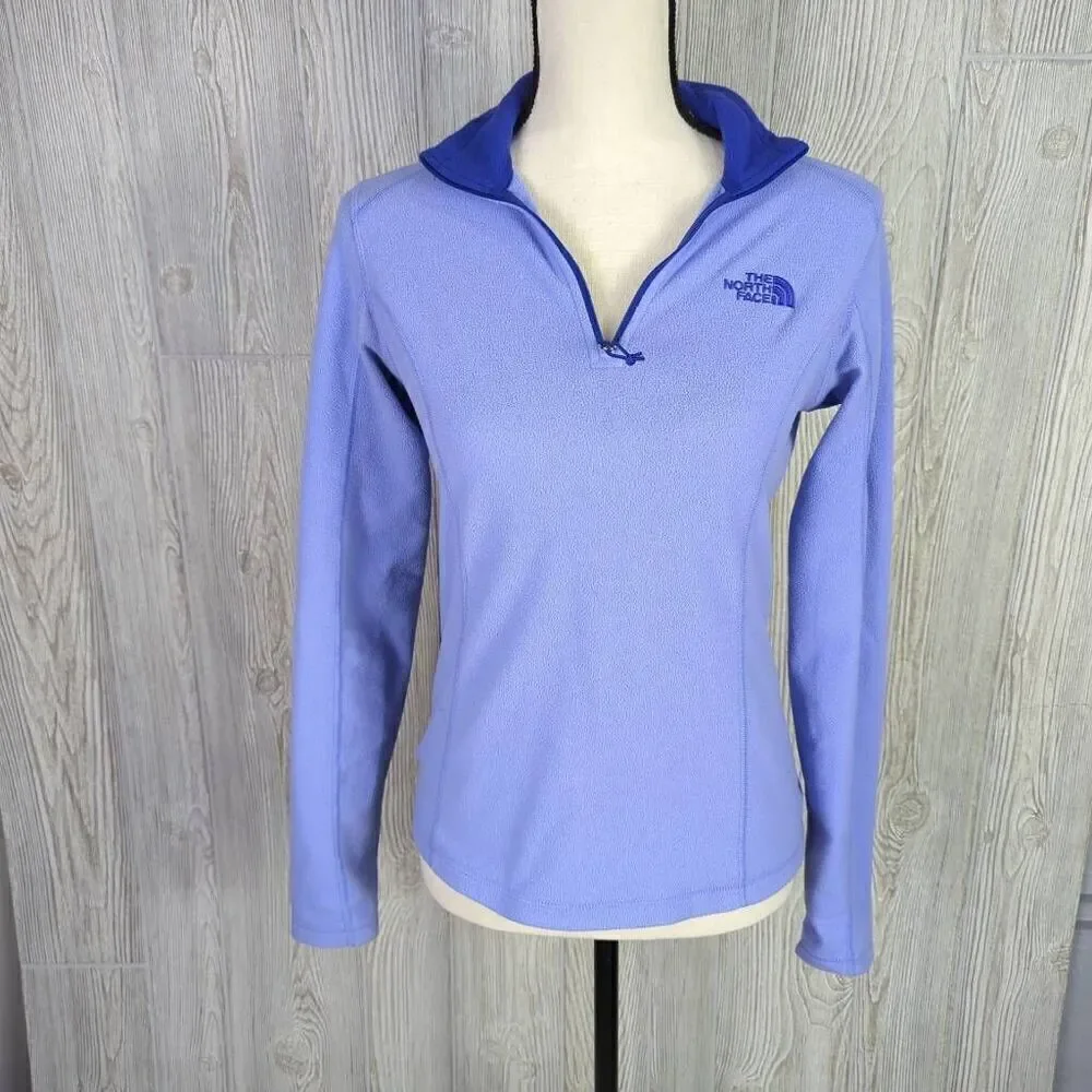 The North Face Womens XS Pullover 1/4 Zip Fleece Jacket Purple Lightweight